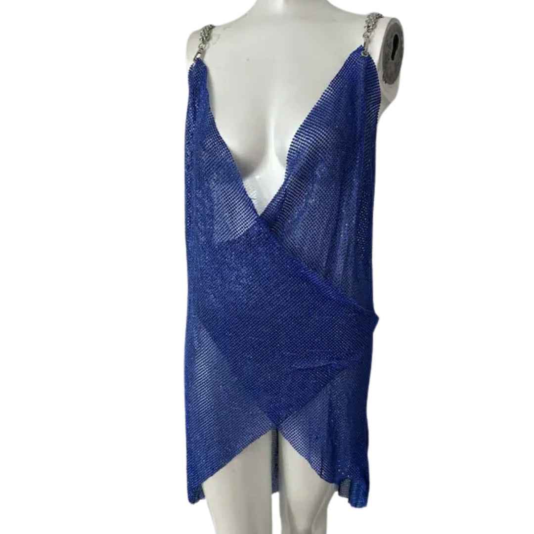 Bronx and Banco Xenia Wrap Dress in Blue & Indigo NWT Size XL