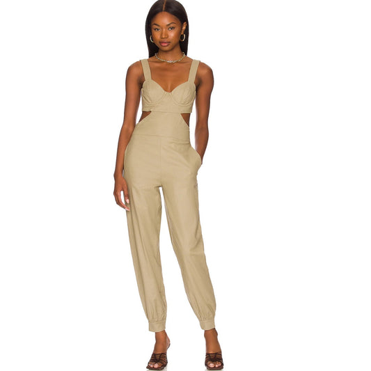 MAJORELLE Ameera Jumpsuit in Taupe Green NWOT Size XS