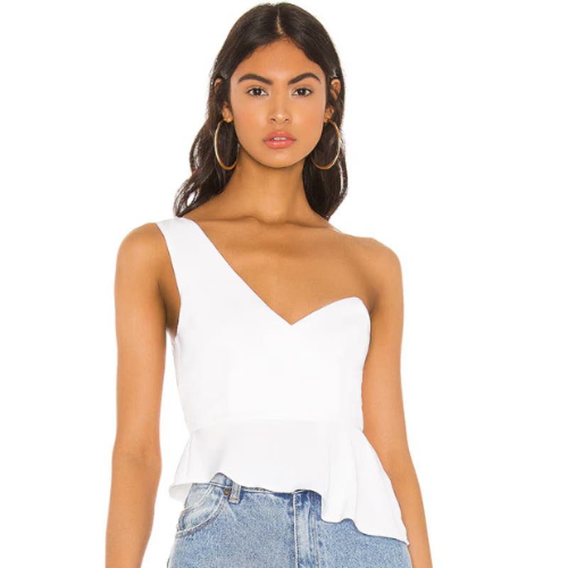 Superdown Karlie One Shoulder Top in White NWT Size Medium