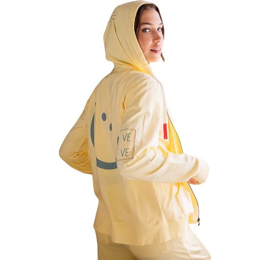 Peace Love World Love 2 Love Light Zip-Up Graphic Hoodie in Banana New 3X