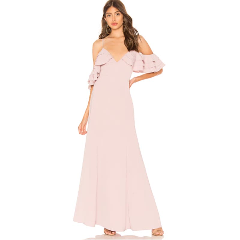 Revolve About Us Bell Ruffle Maxi Dress in Mauve NWT Size Small