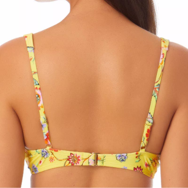 California Waves Printed Underwire Bikini Top Yellow NWT Size Large