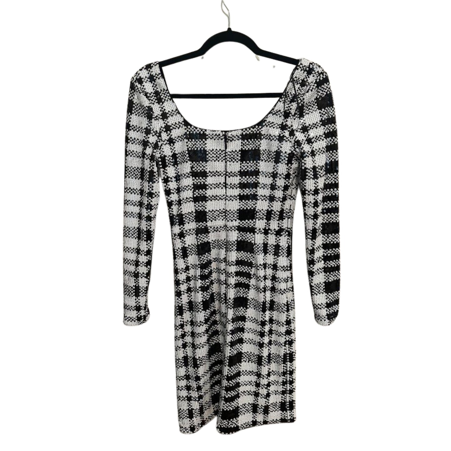 Dress the Population Black and White Sequin Plaid Mini Dress Size Small