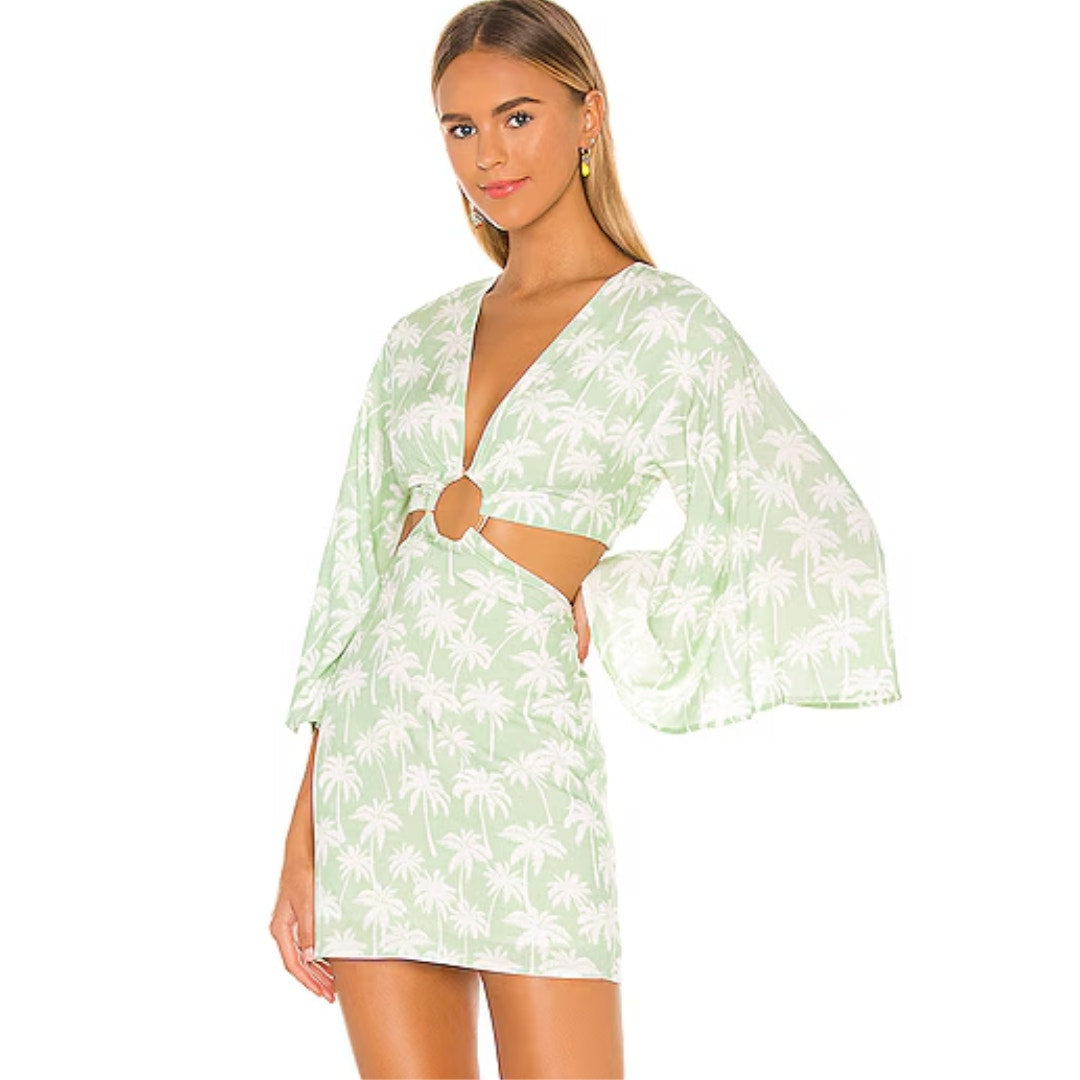 Lovers and Friends Maysa Kimono Dress in Palm Tree NWT Size Small