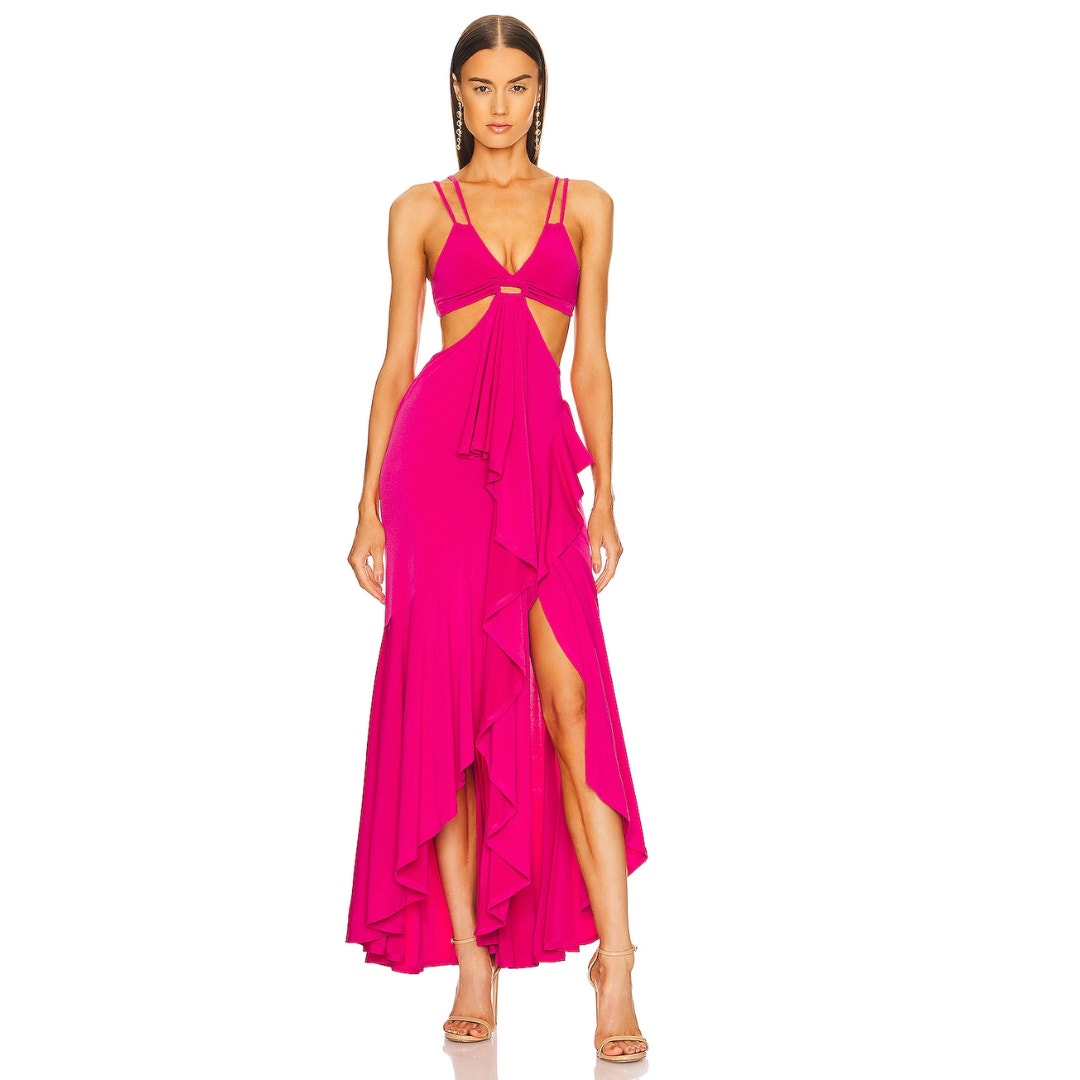 Michael Costello x REVOLVE Trent Gown in Hot Pink NWOT Size Small