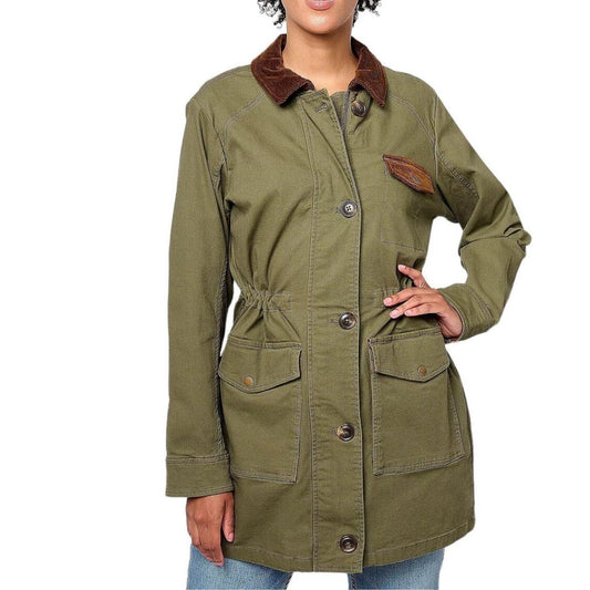 Joan Rivers Field Jacket with Corduroy Trim in Dk Olive NWT Size Large