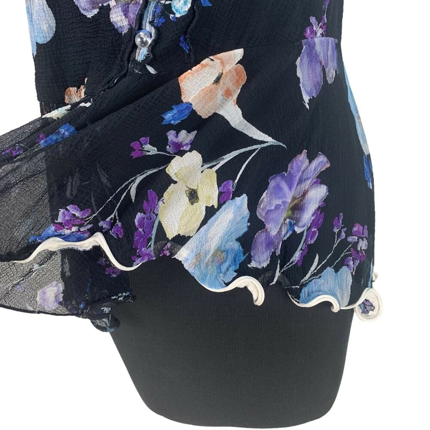 3.1 Phillip Lim Cutout Floral Print Silk  Blouse Tank Black Multi - 8