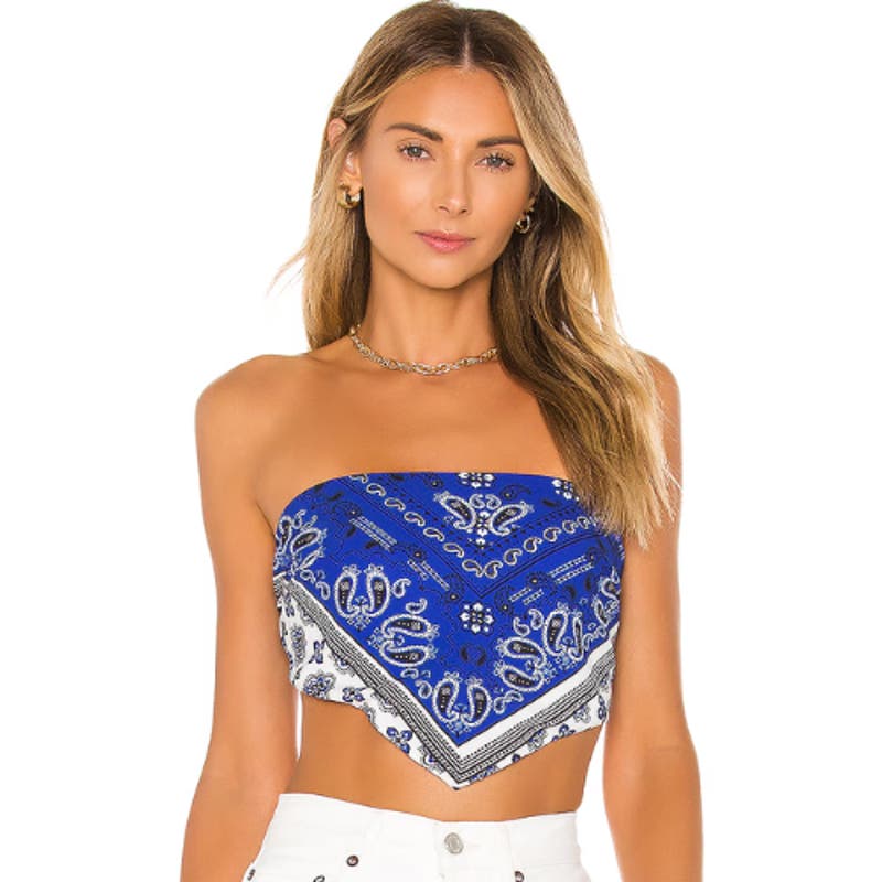 superdown Sophia Bandana Top in Blue Bandana NWT Size Large