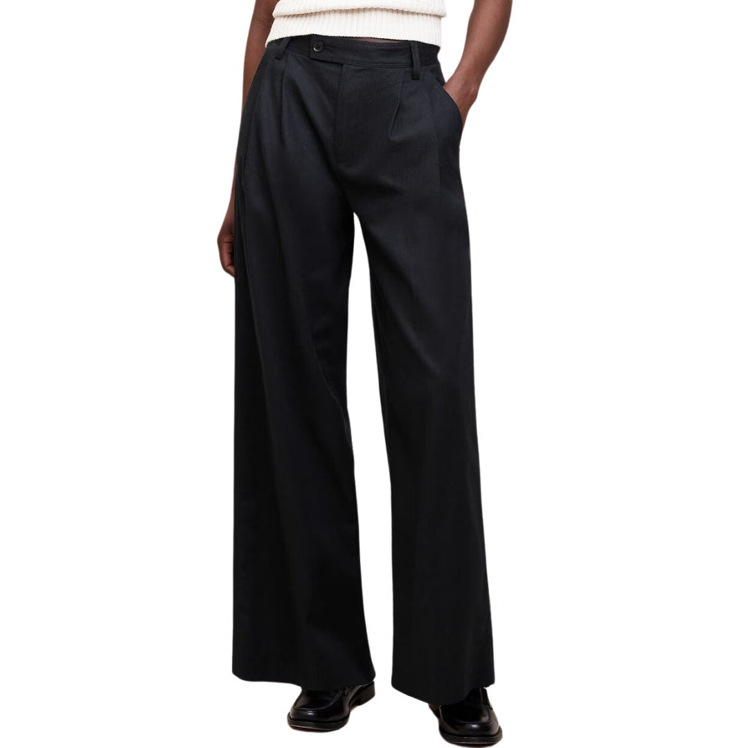 Banana Republic Linen Blend Pleat Front Pant in Black NWT Size 6 P