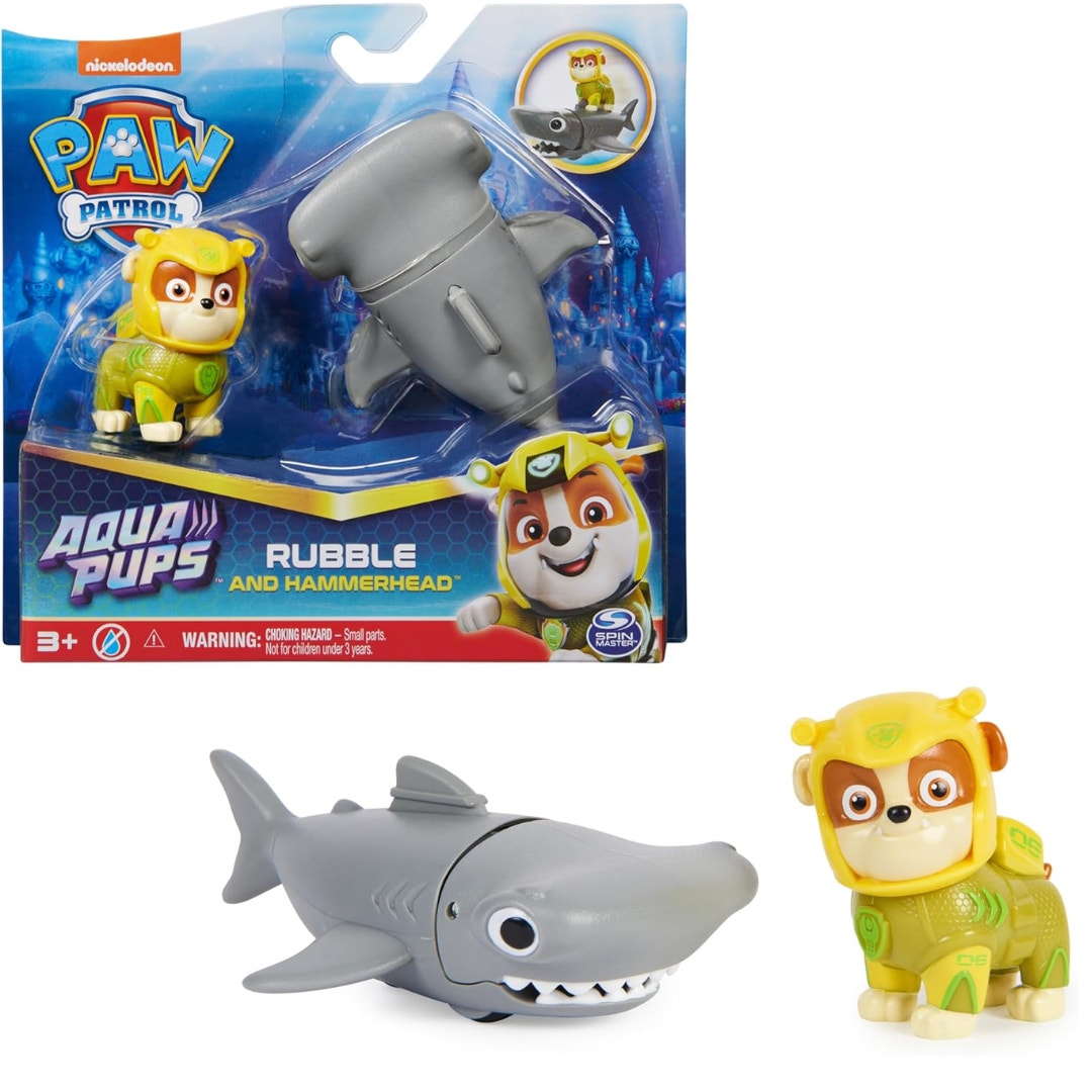 Paw Patrol, Aqua Pups Rubble and Hammerhead Action Figures Set New in Package