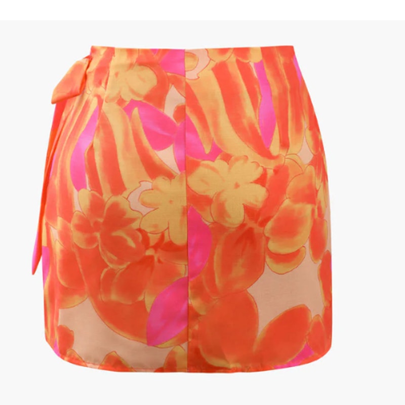 Micas Floral Knot Side Wrap Mini Skirt NWT Size Large