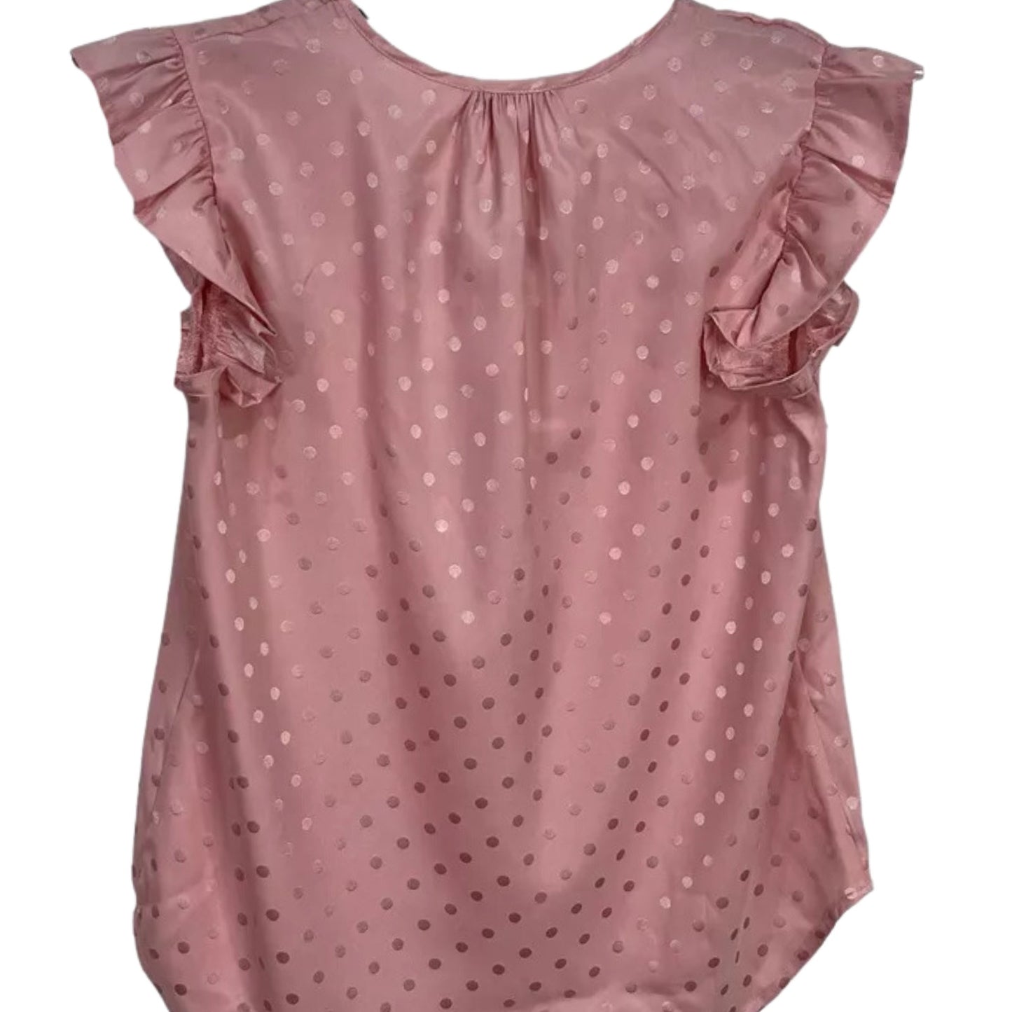 Status by Chenault Light Pink Polka Dot Ruffle Cap Sleeve Top NWT Medium