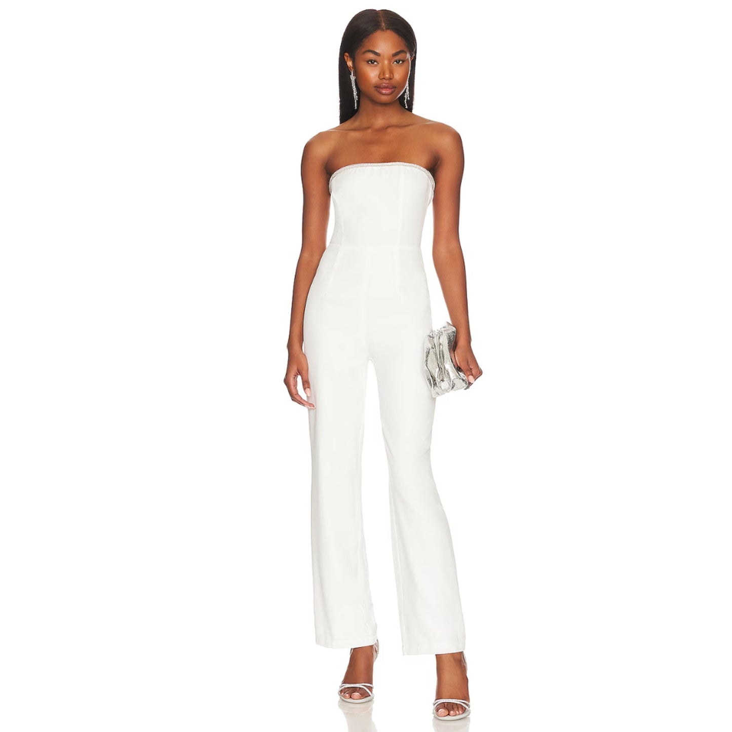 Superdown Keke Strapless Jumpsuit in Ivory NWT Size Large