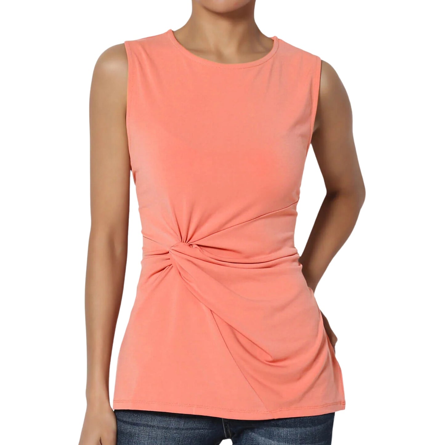 DKNY Knot Front Tank Top in Coral NWT Size Medium