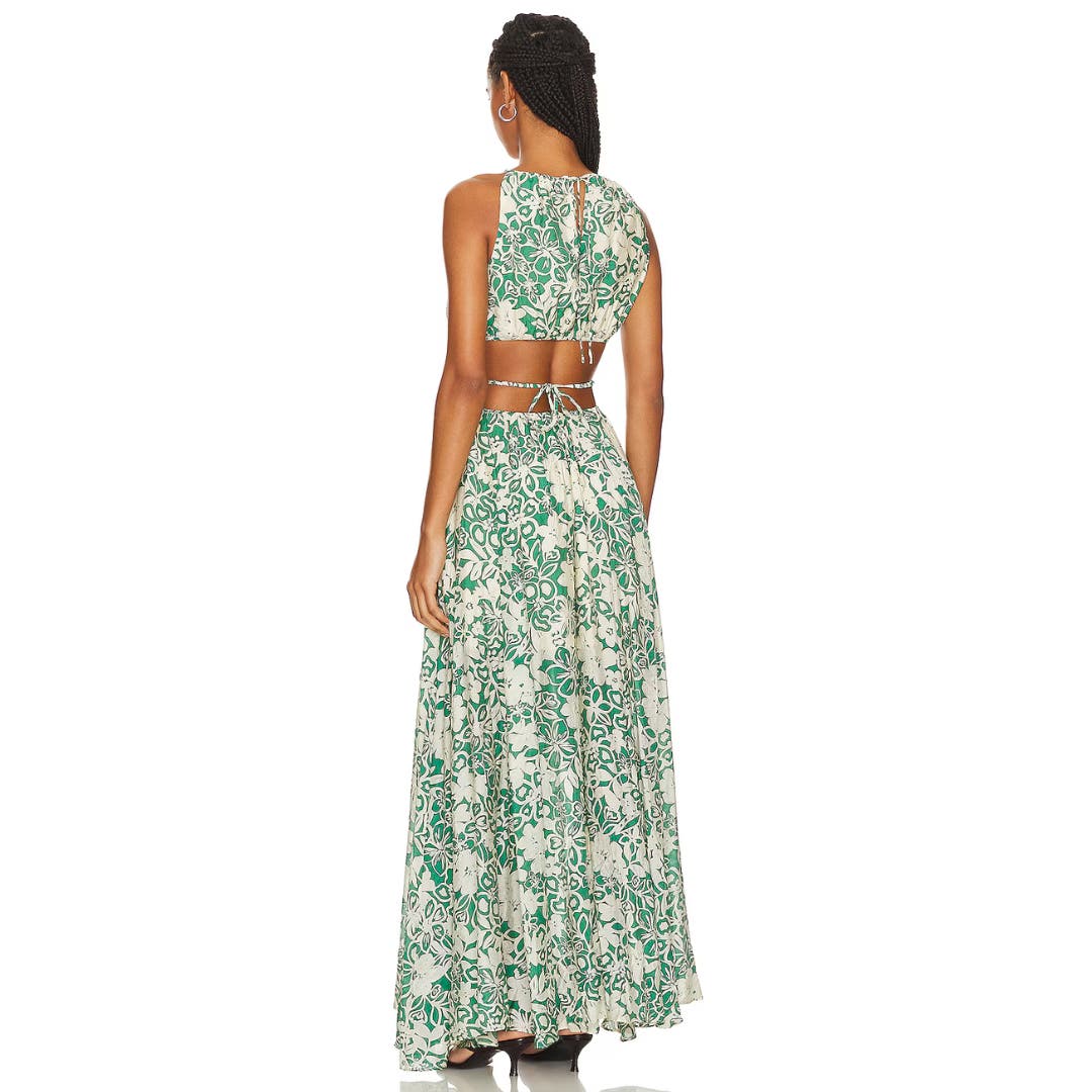 ASTR the Label Sivana Dress in Green Floral NWT Size Large