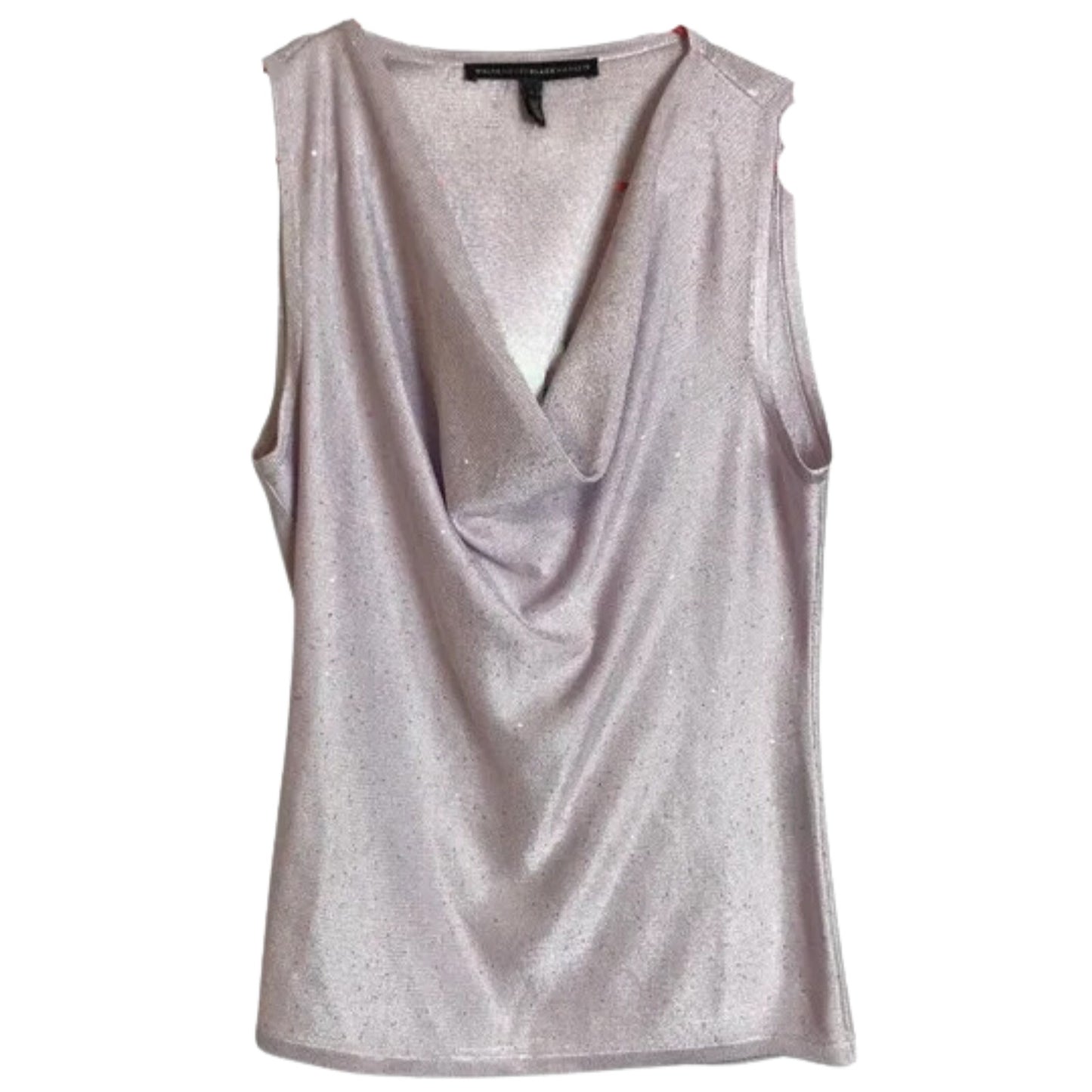 WHBM Silver Sequin Embellished Cowl Neck Tank Size XS