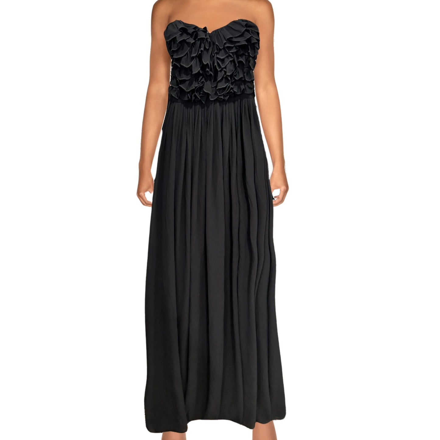 Lovers & Friends Jayda Ruffle Trim Maxi Dress in Black Size Small