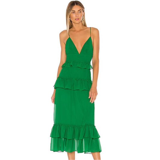 Lovers + Friends Brexley Midi Dress in Viridian Green NWT Size Small