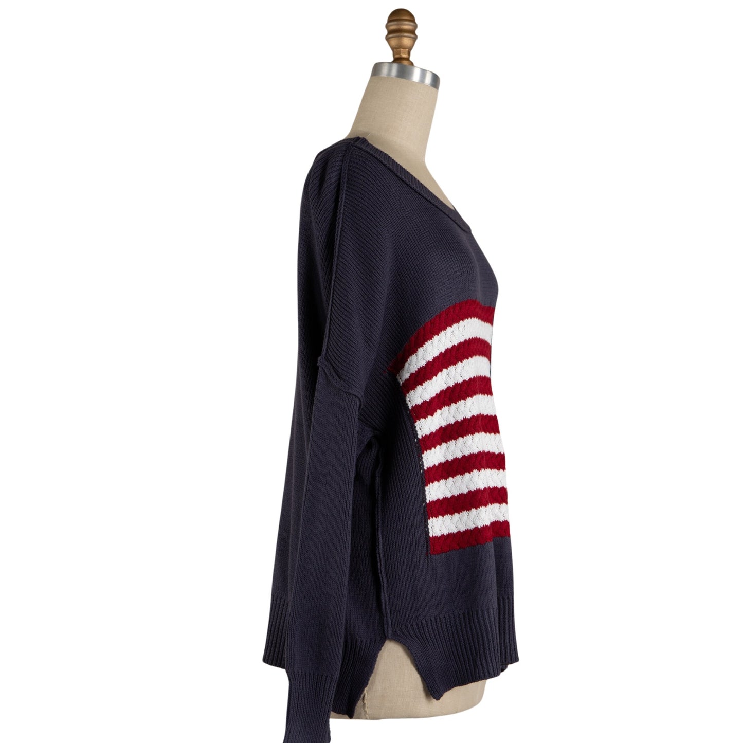 American Honey Navy American Flag Sweater NEW