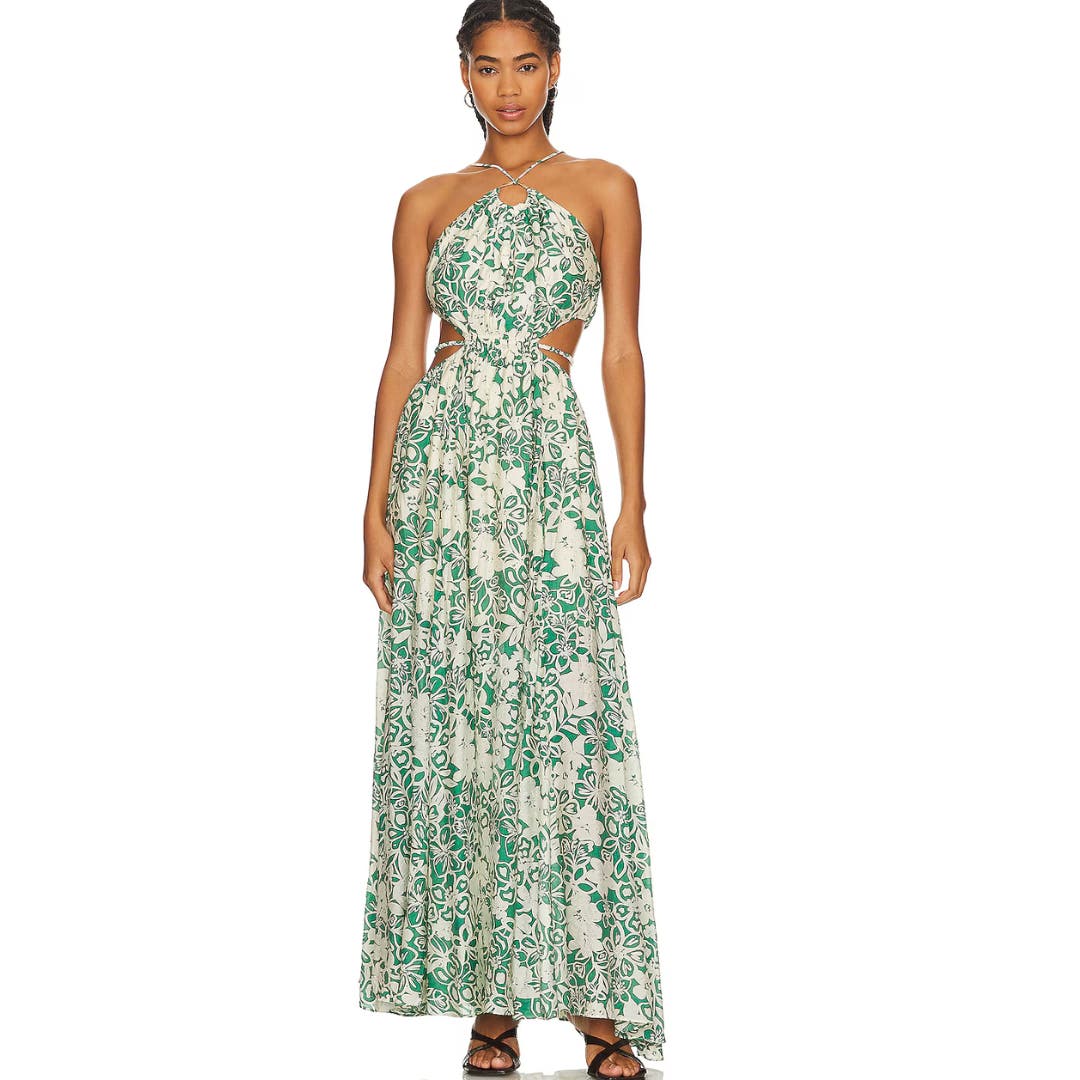 ASTR the Label Sivana Dress in Green Floral NWT Size Large