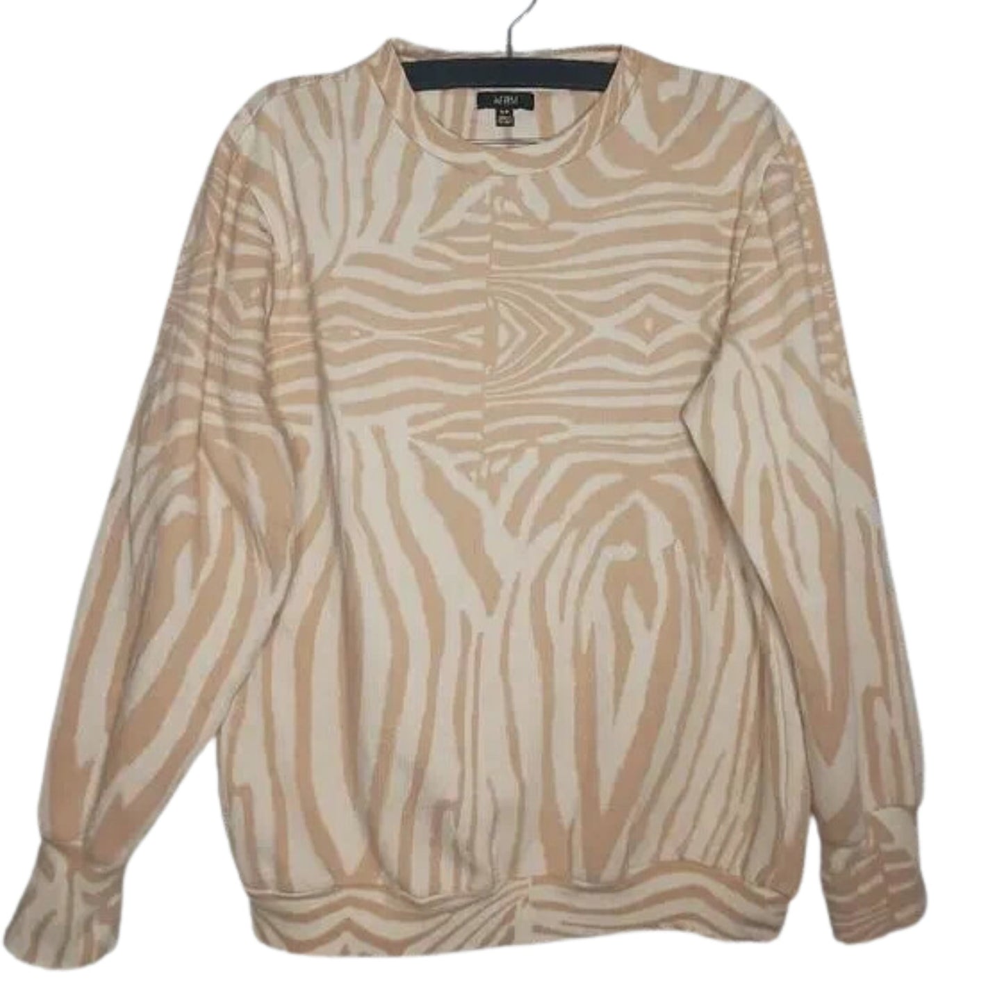 AFRM Diana Pullover Fleece Lined Neutral Zebra Tan & Cream NWT Size Small