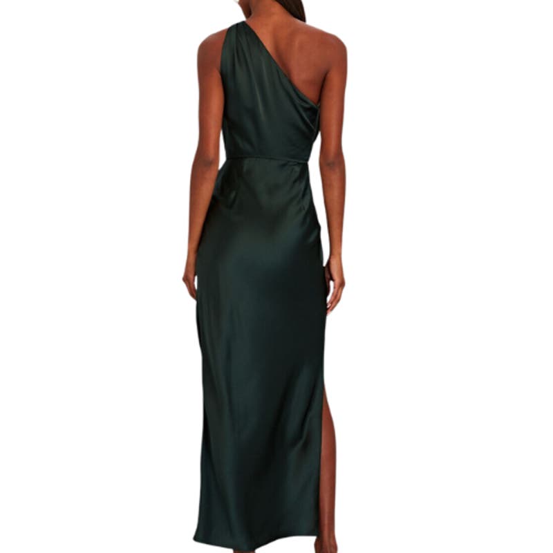 The Sei Off-The-Shoulder Silk Maxi Dress in Evergreen NWOT Size 0