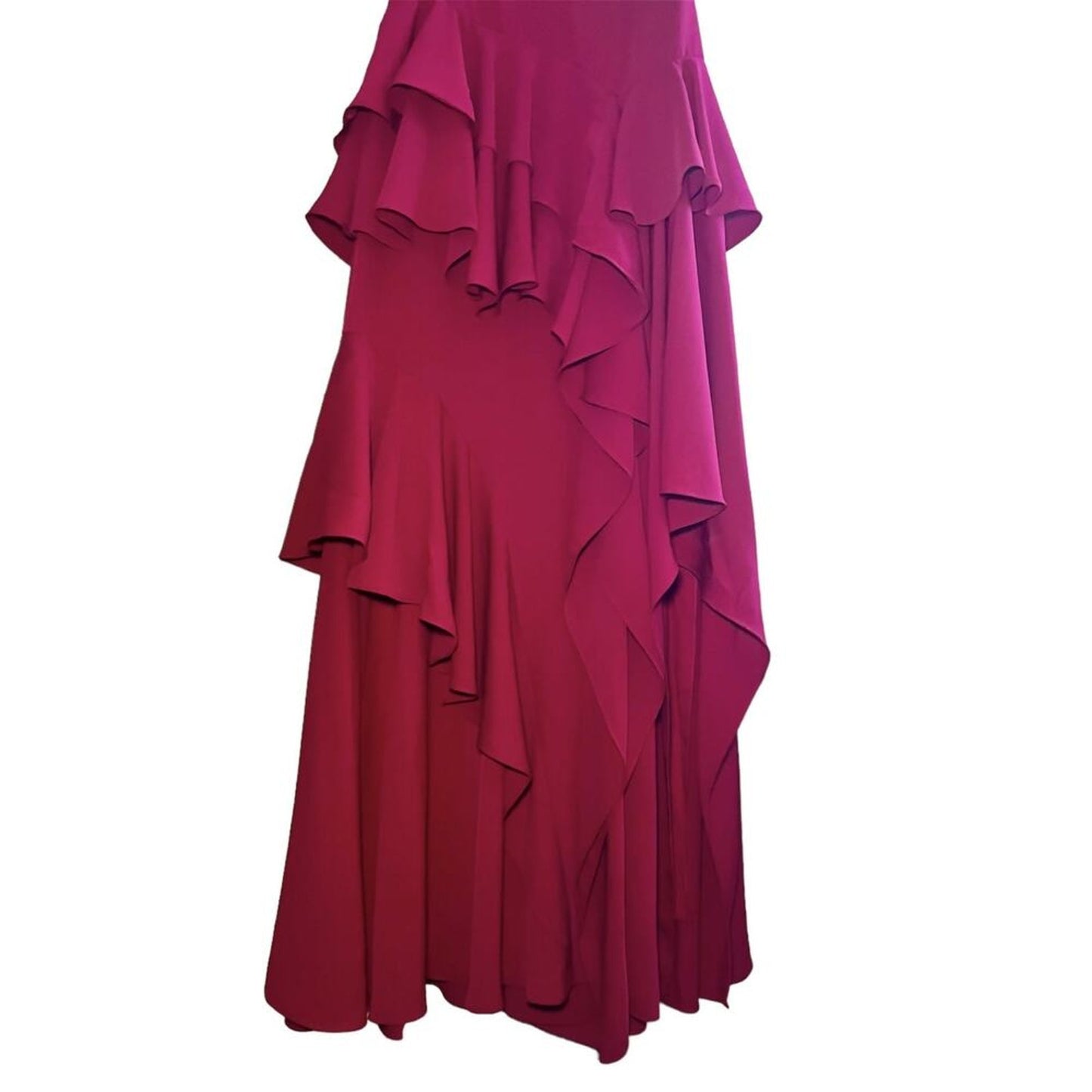 Halston Heritage Drop Waist Tiered Ruffle Gown - /Pink - 0