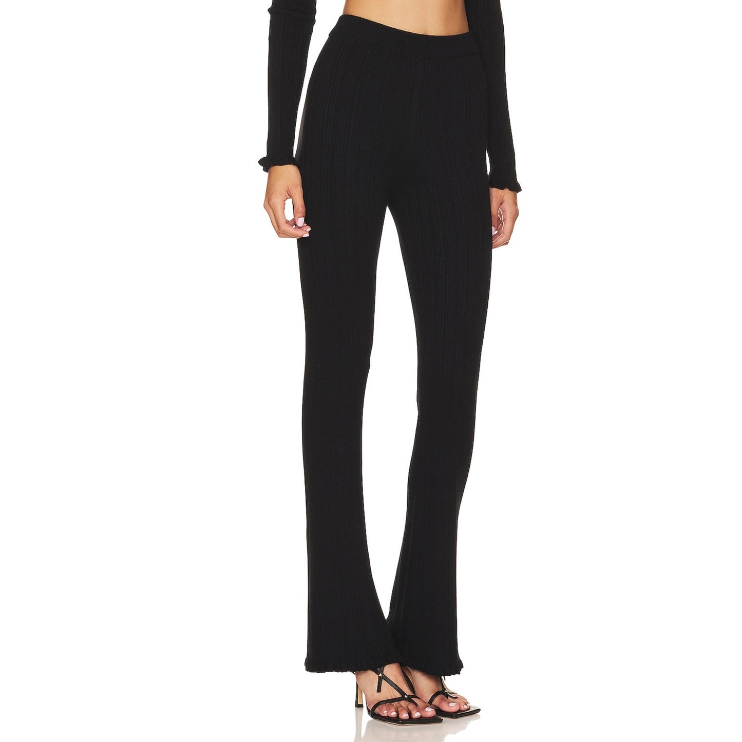 Danielle Bernstein Variegated Rib Pant in Black NWT Size Small