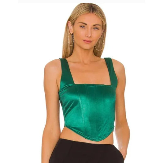 Superdown Catey Corset Top in Emerald NWOT Size Small