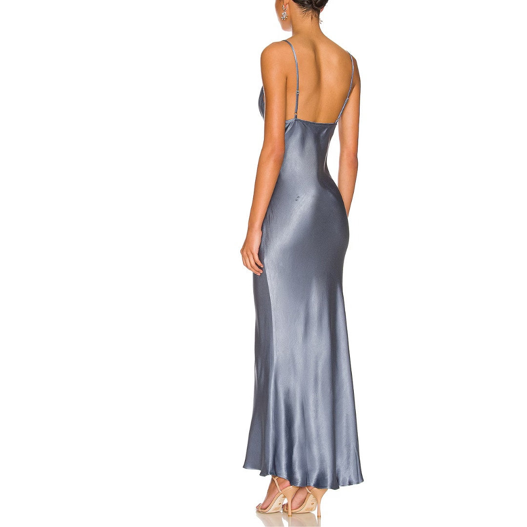 Shona Joy La Lune Bias Slip Dress in Blue Smoke NWT Size US 4