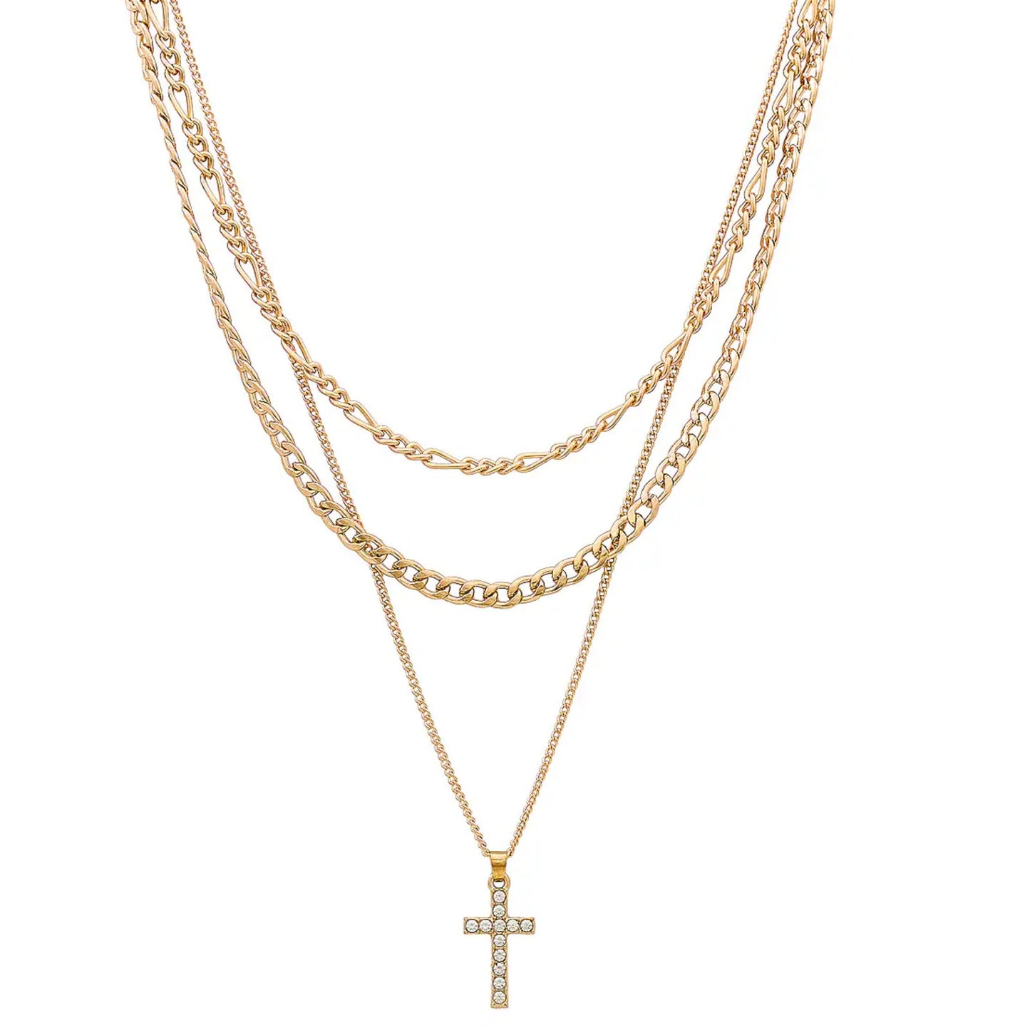 Amber Sceats x REVOLVE Cross Layered Necklace in Tri Tone Gold