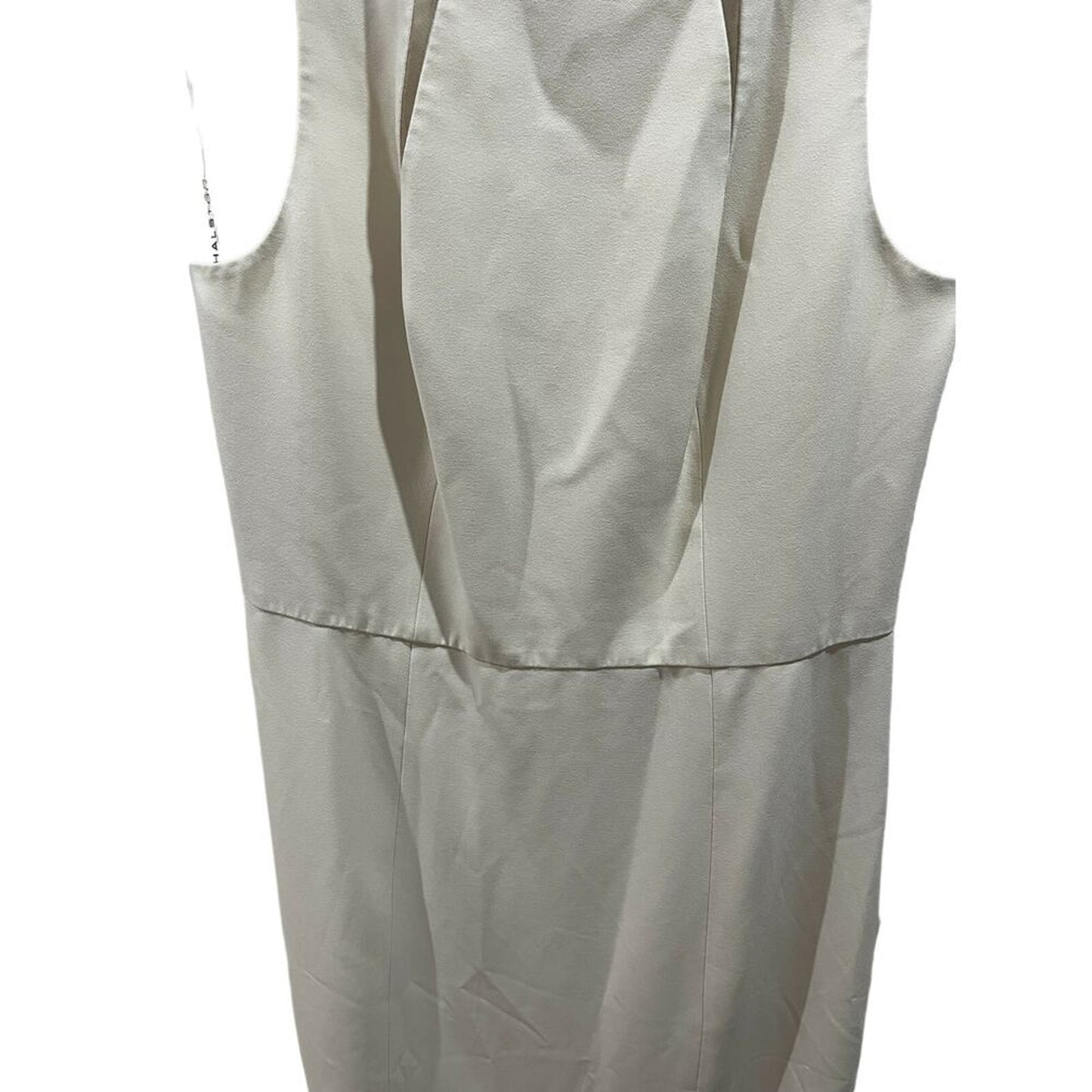 Halston Heritage Sleeveless Crew Neck Sheer-Insert Gown - White - 4