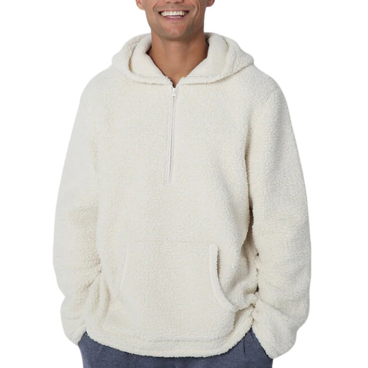 Cuddl Duds Men's Cloud Fleece Quarter Zip in Swiss Cream NEW XXL