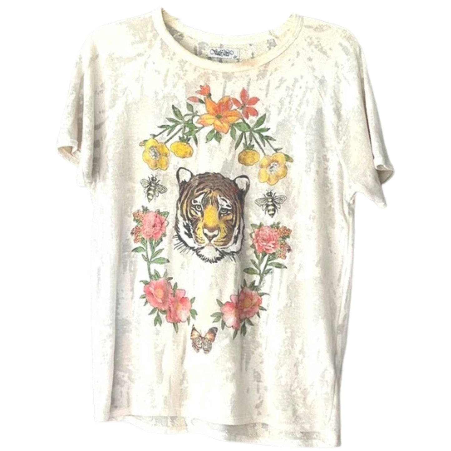 Lauren Moshi Garden Tiger Suki Vintage Raglan Tee Shirt NWT Size Medium