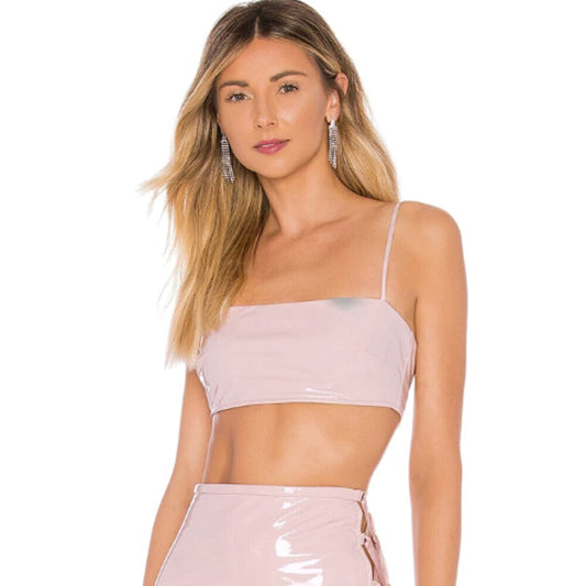 Revolve h:ours Kirah Crop Top in Pink Nude Gloss NWT Size Small