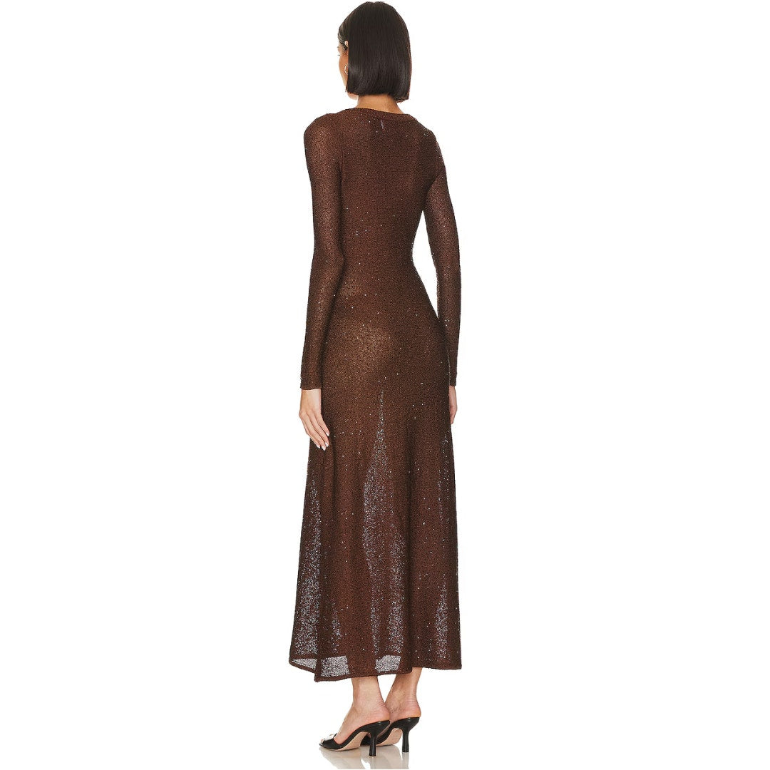 MISA Los Angeles Rafael Cardigan Dress in Chocolate Shimmer NWT Size Small