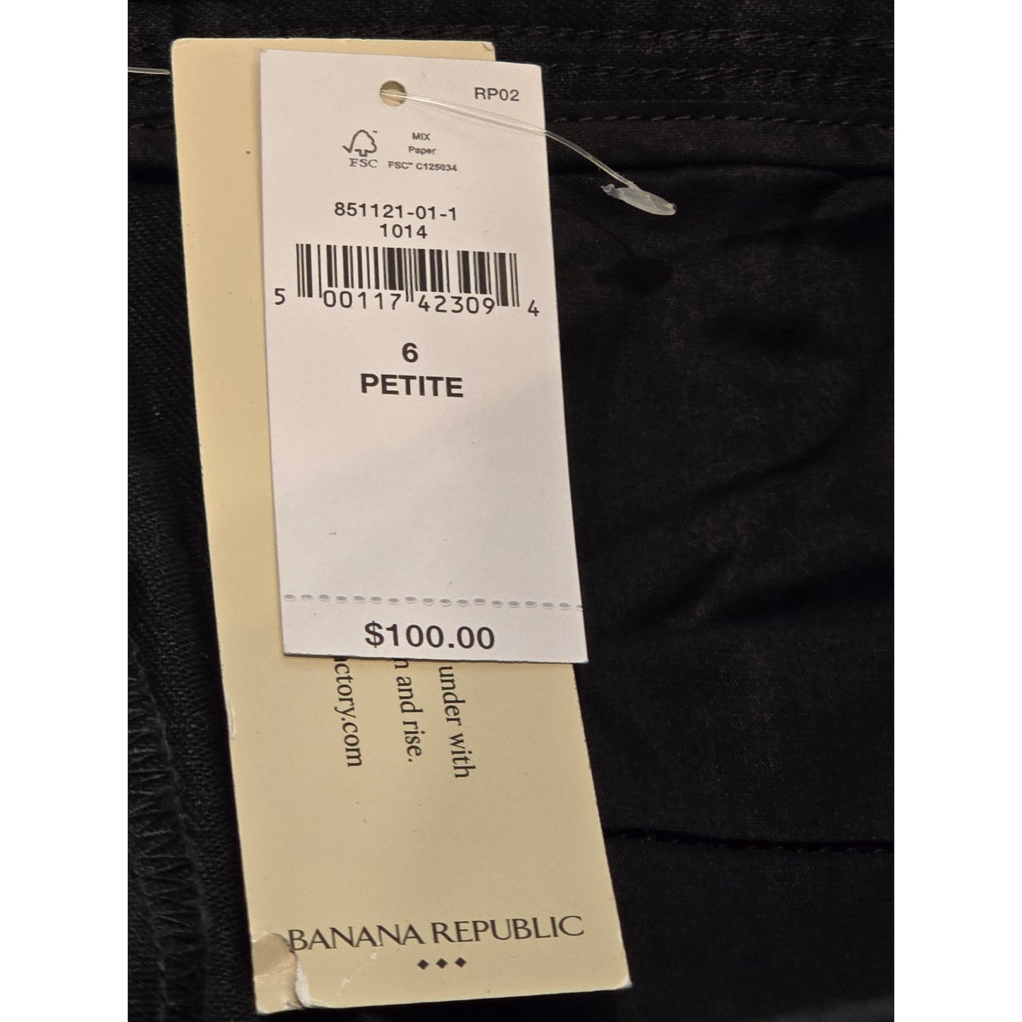 Banana Republic Linen Blend Pleat Front Pant in Black NWT Size 6 P