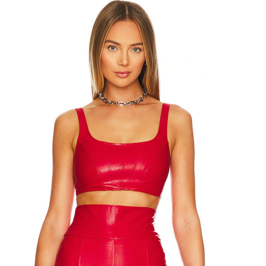 Amanda Uprichard Pittito Crop Top in Lipstick NWOT Size XS