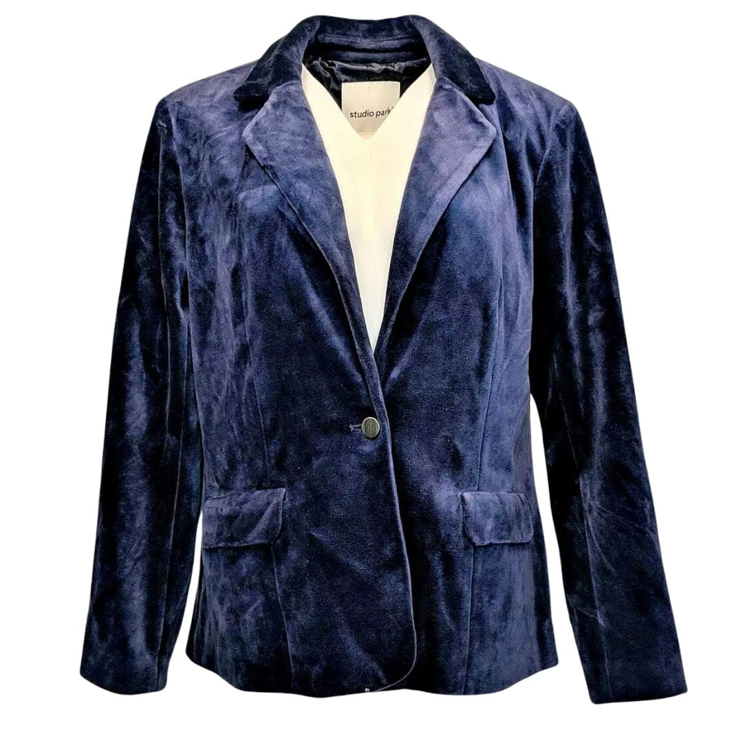 Studio Park x Shawn Killinger Velveteen Blazer in Navy NEW Size Large