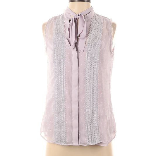 WHBM Lilac Purple Crepe Sleeveless 2 Layer Blouse Size 4