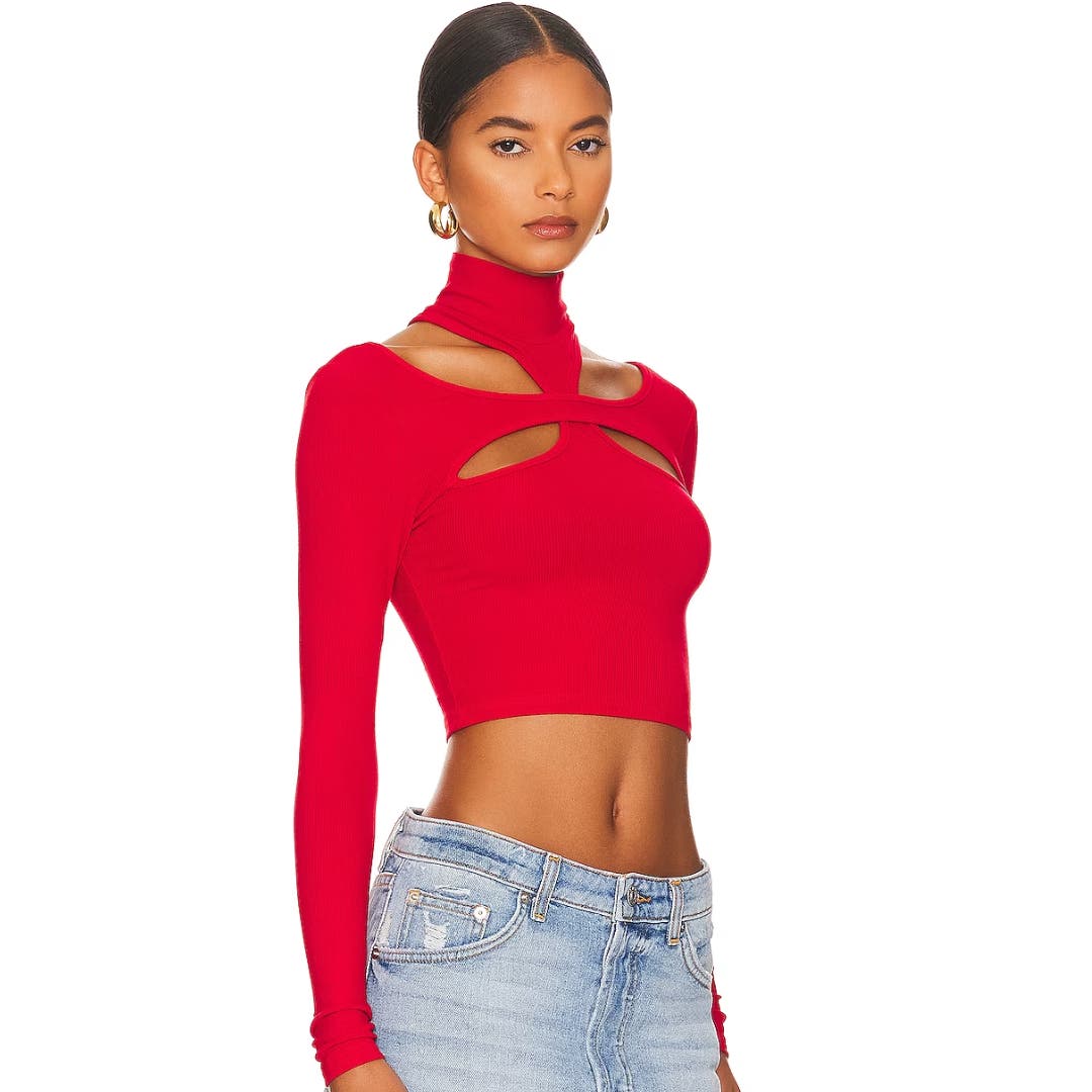 H:ours Alyson Cut Out Top in Red NWOT Size Small