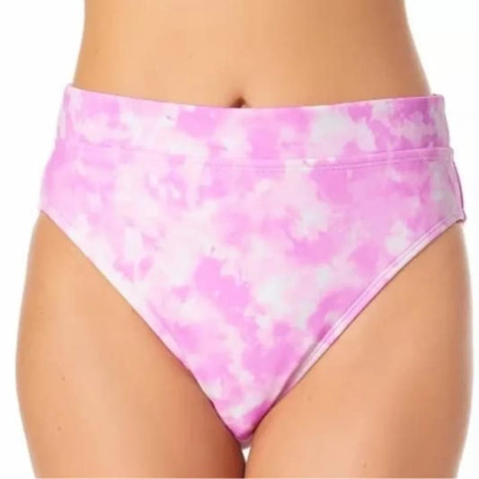 California Wavs High-Waist Bikini Bottoms, Pink Tie Dye Print NWT Size XS