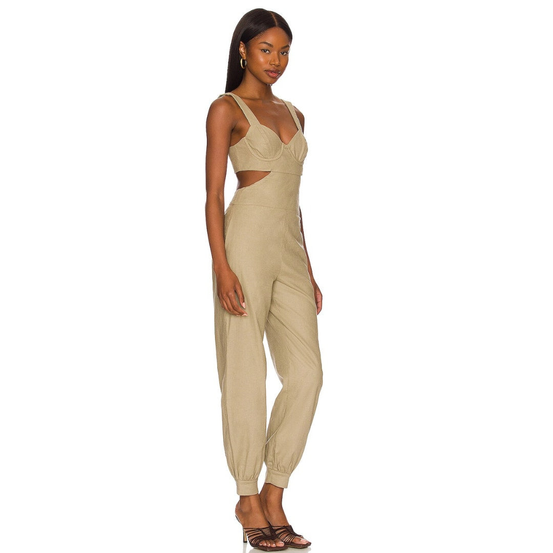 MAJORELLE Ameera Jumpsuit in Taupe Green NWOT Size XS