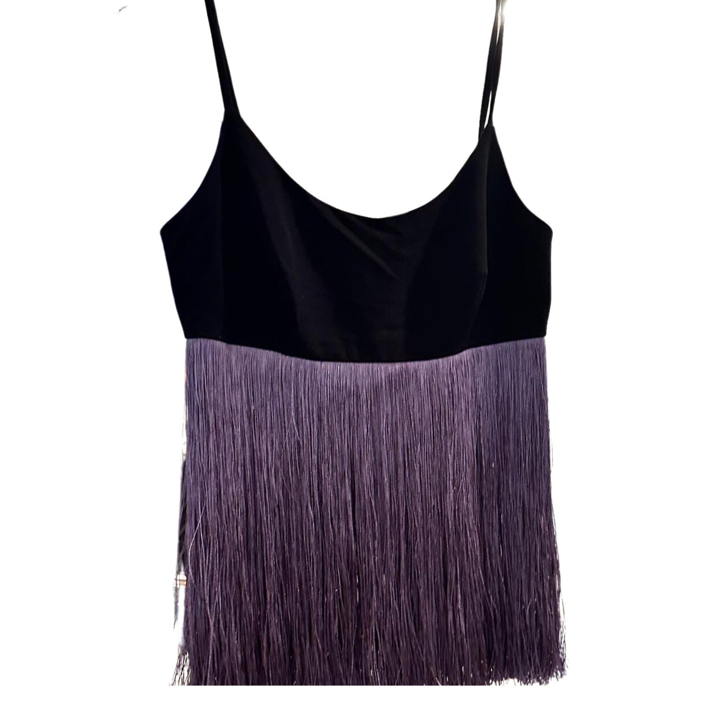 NBD Kaylyn Fringe Trim Tank Top in Purple and Black Size Small