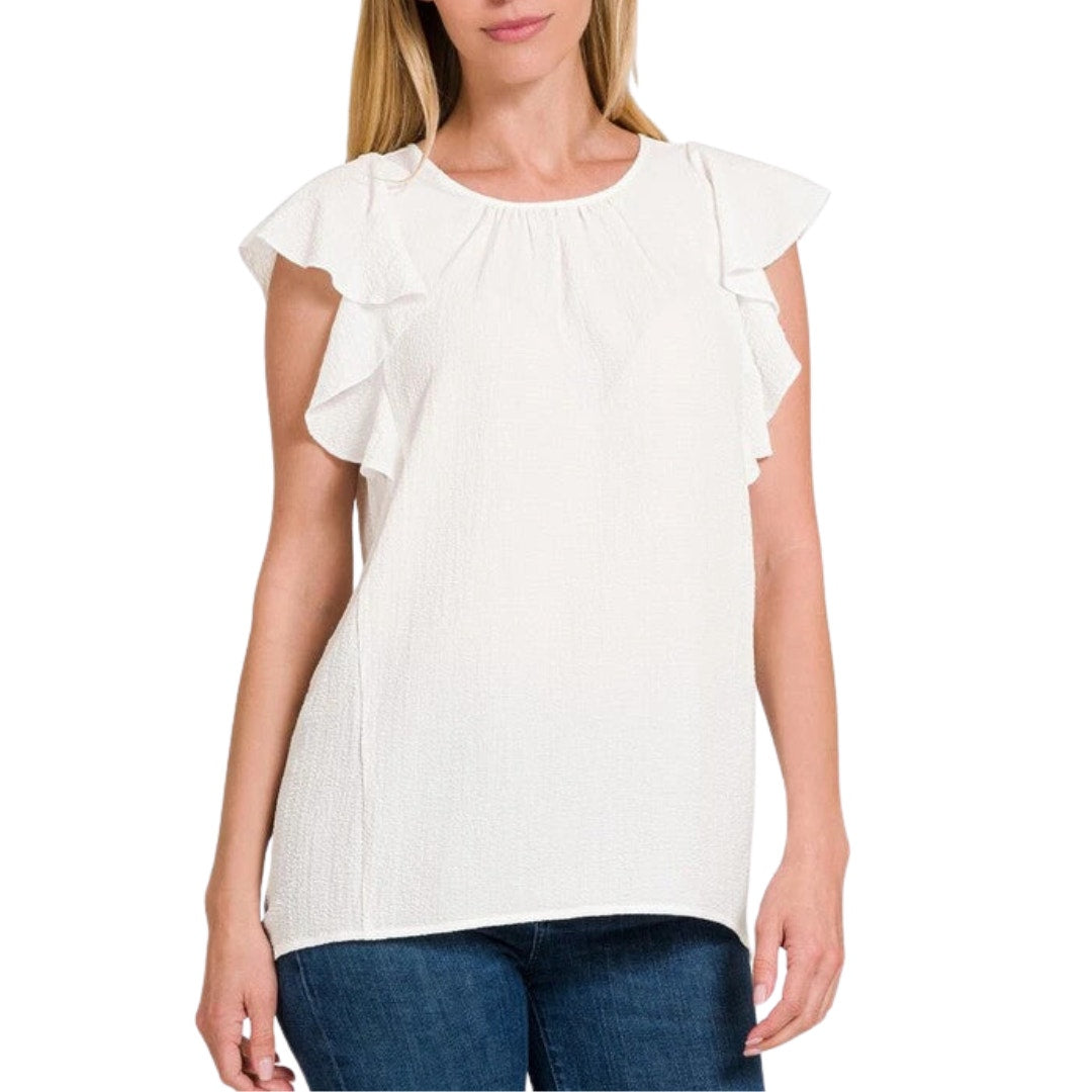 Banana Republic Flutter Sleeve Popover Blouse in White NWT Size Small