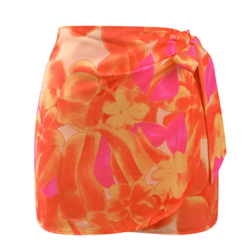 Micas Floral Knot Side Wrap Mini Skirt NWT Size Large