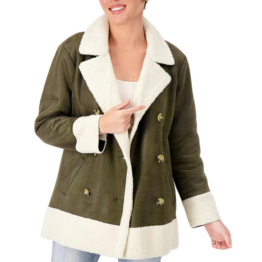 Candace Cameron Bure Sherpa Lined Faux Suede Green NEW Size 1X