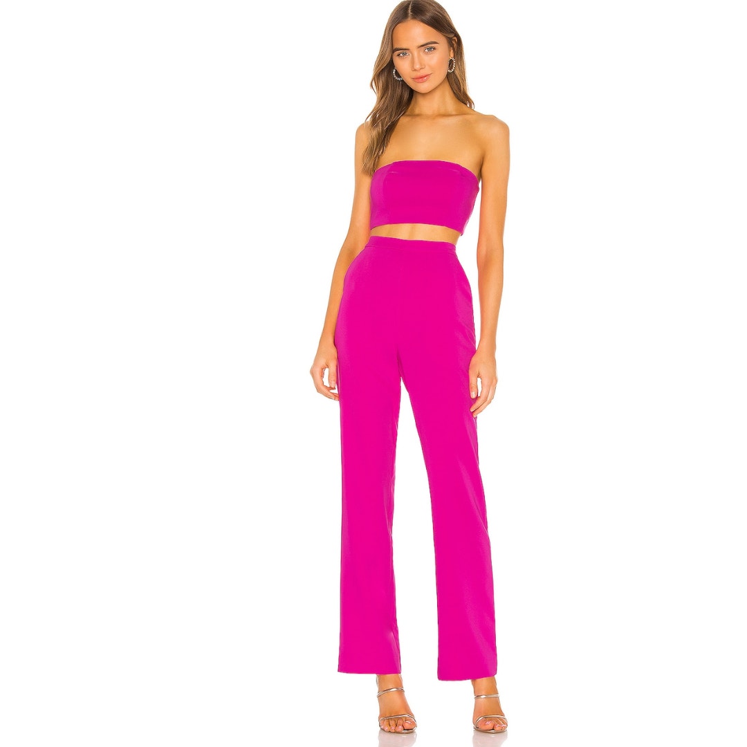 NBD Topaz Bandeau Top & Pants 2 piece Set in Magenta NWT Size Small