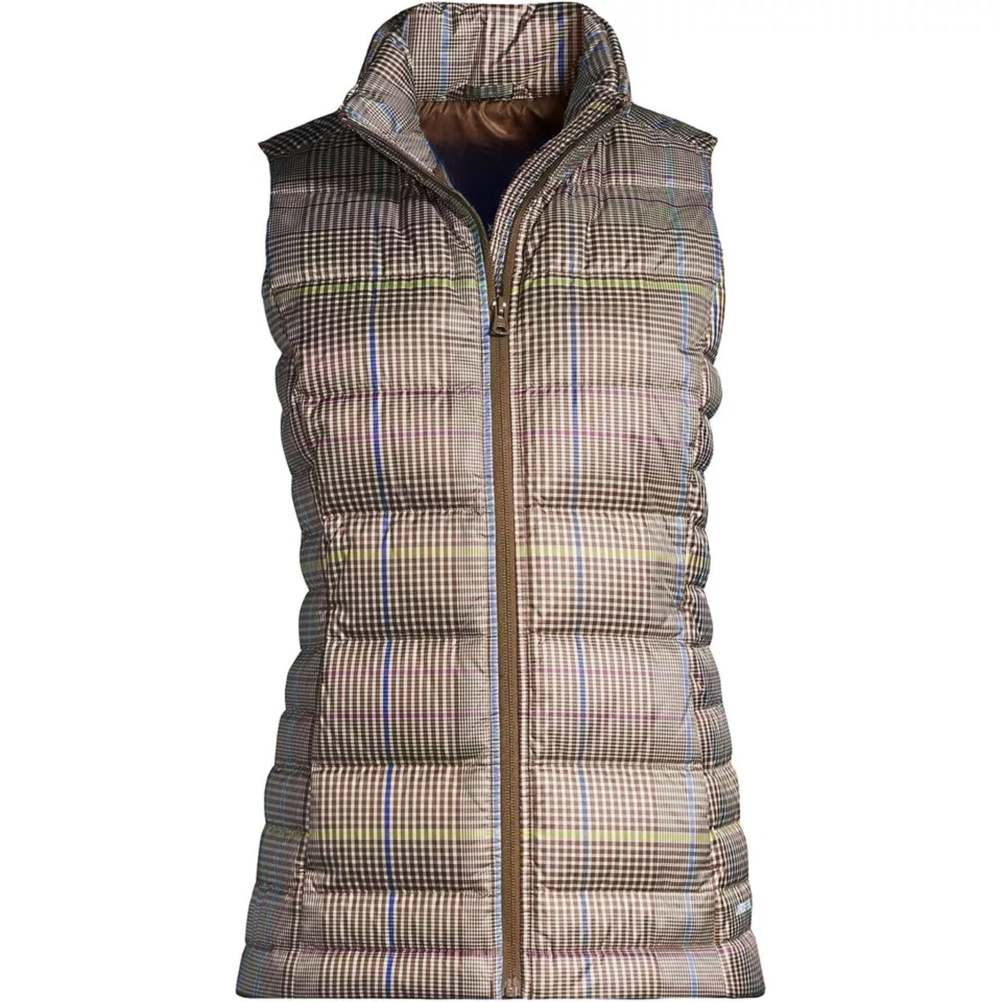 Lands' End Tall Down Puffer Vest - Alabaster Gln Plaid NWT Size Large Tall