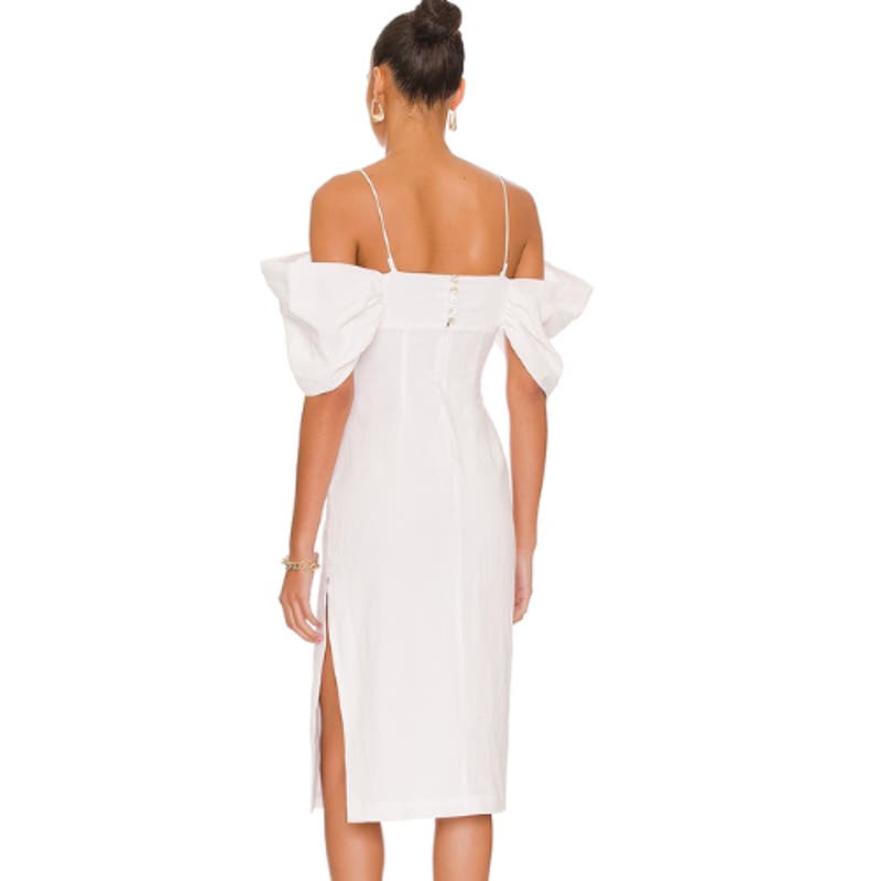 L'Academie Gemma Midi Dress in White NWT Size Medium